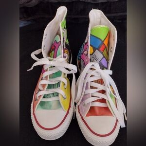 Converse Hand-Painted High Tops in Purple, Green, Blue, Orange, Red
